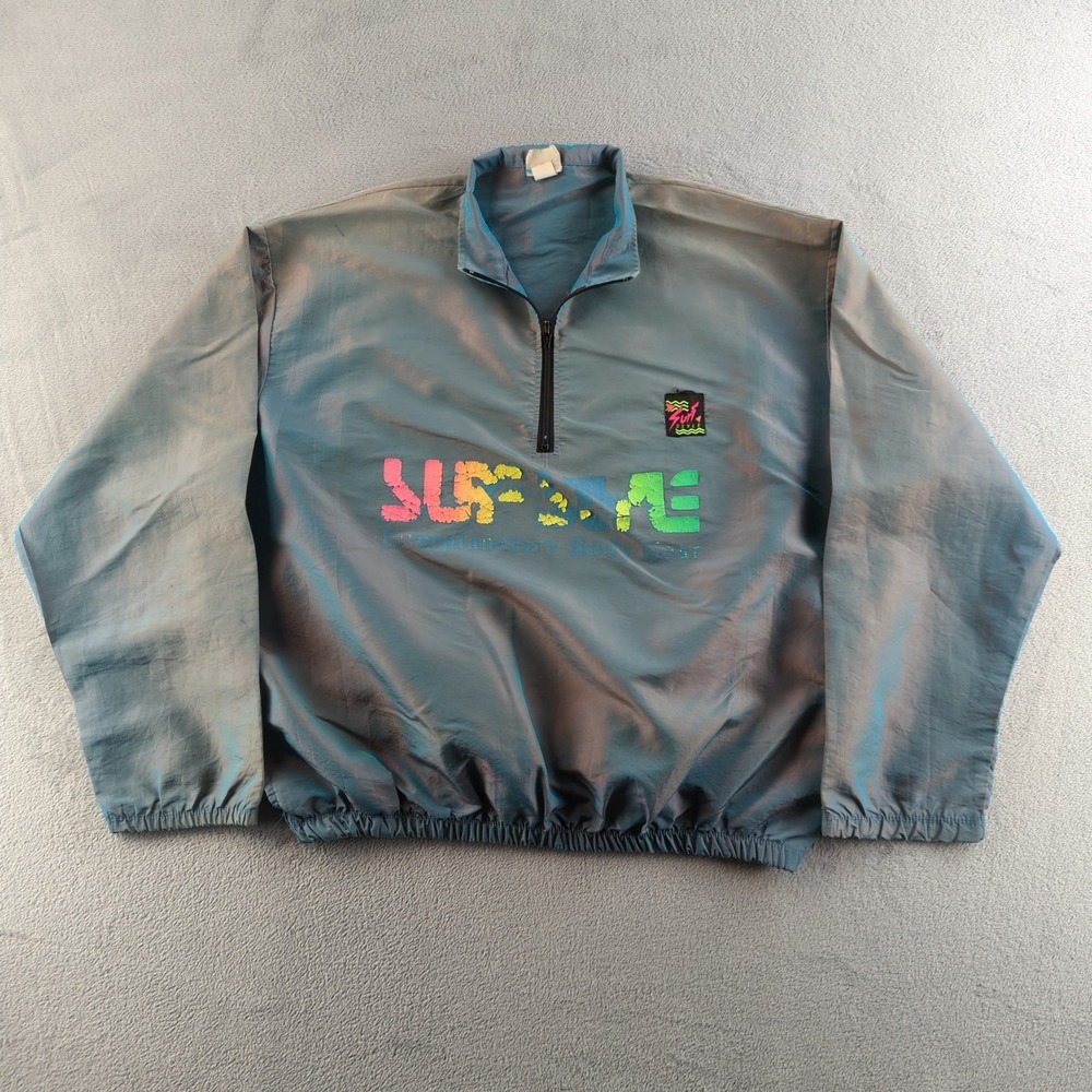 Vintage 90s Surf Style Interplanetary Anorak Jacket Mens One Size Gray